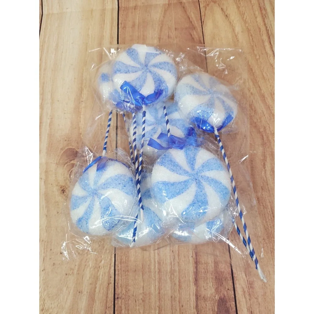 8 Artificial Sugared Lollipops Christmas Candy Decorations Ornaments SEE DETAILS